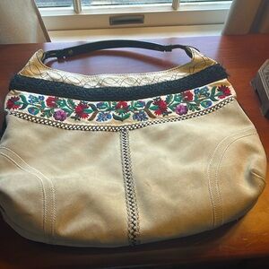 Lucky Brand vintage off white suede handbag!